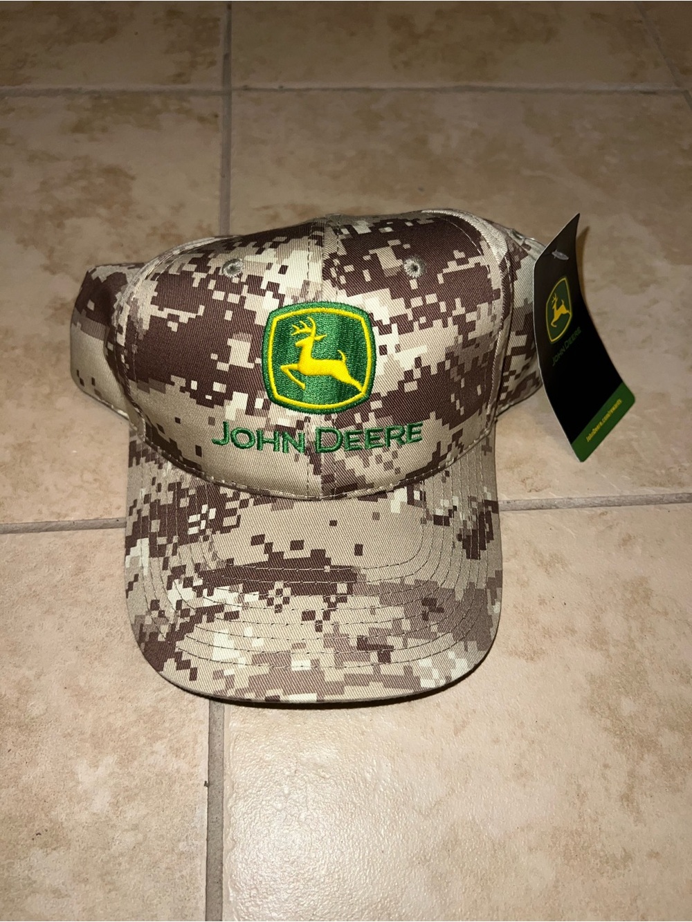 John Deere Green and Yellow Logo Cap with Camo Panel